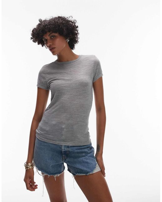 TOPSHOP Blue Linen Tee