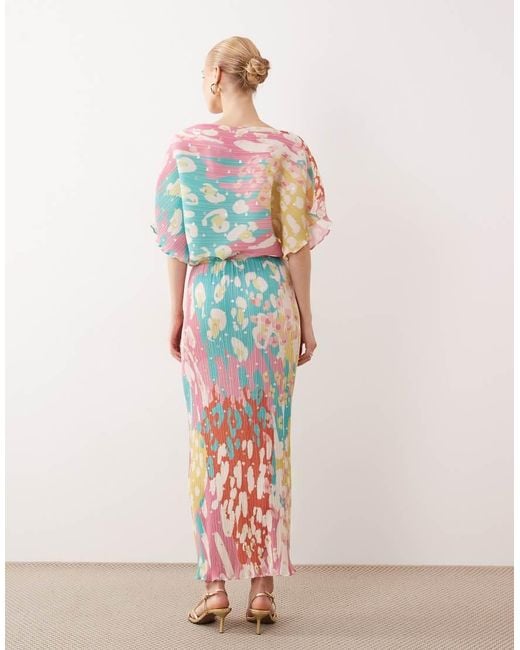 Never Fully Dressed Pink Tilly Off Shoulder Plisse Maxi Dress