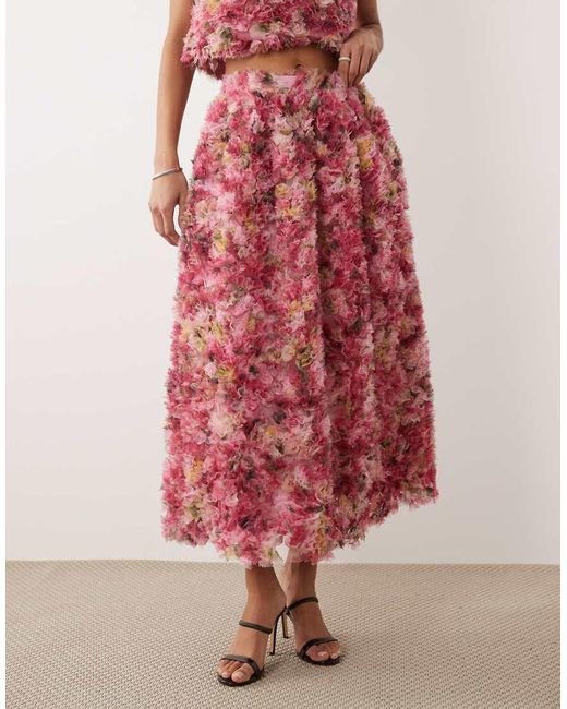 Sister Jane Pink Dream Floral Tulle Midi Skirt