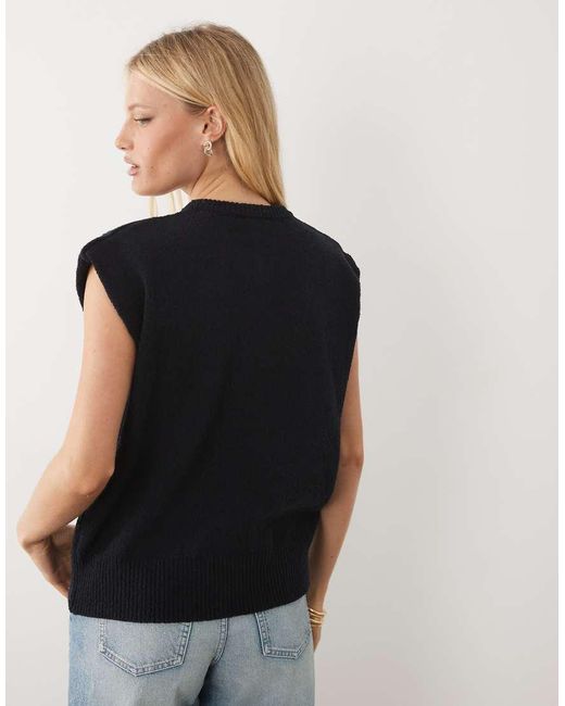 ASOS Black Slub Button Through Relaxed Tank
