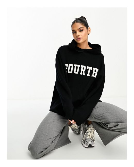 4th Reckless Oversized Slogan Lounge Knitted Hoodie in Black Lyst UK