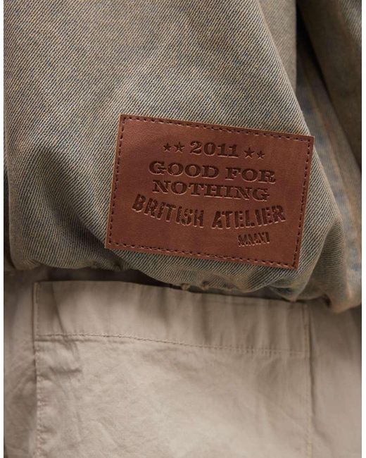 Good For Nothing Gray Oversized Pullover Denim Hooded Jacket for men