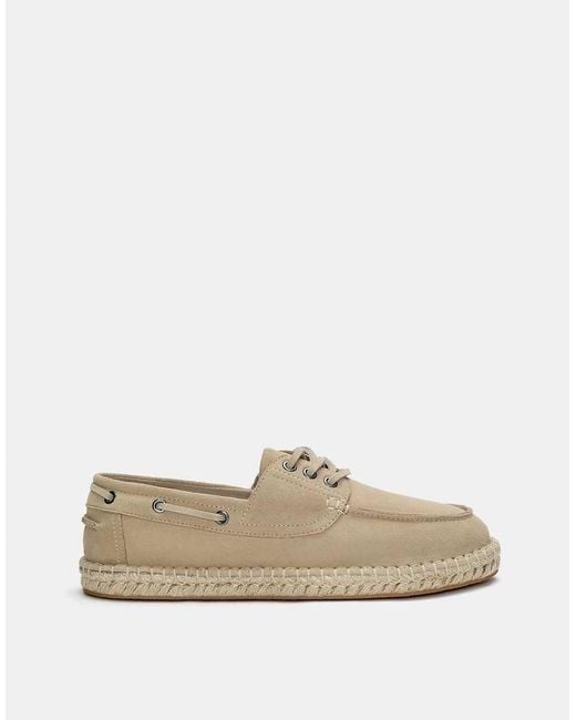 Pull&Bear White Leather Deck Shoes for men