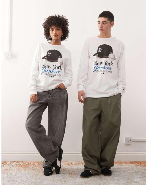 KTZ Natural Ny Yankees Long Sleeve Motif T-Shirt