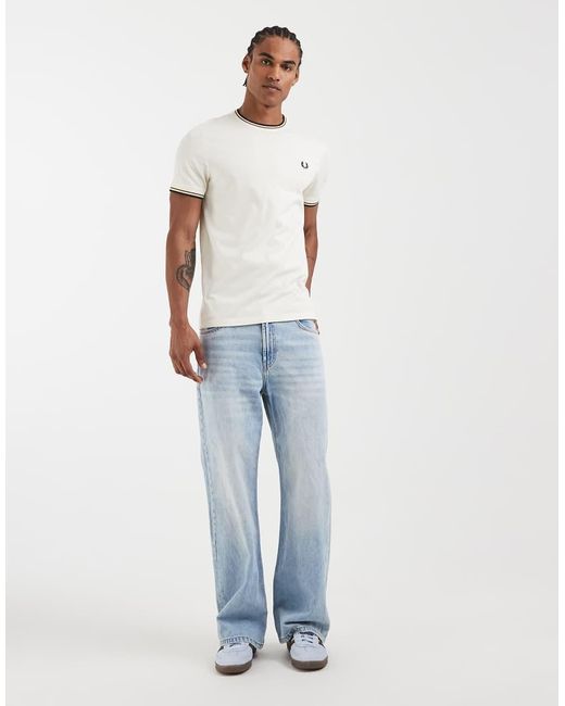 Fred Perry White Twin Tipped T-Shirt for men