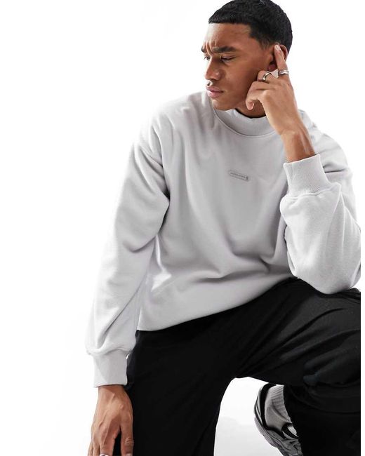 Jack & Jones Gray Oversized Fleece Sweat With High Neck for men