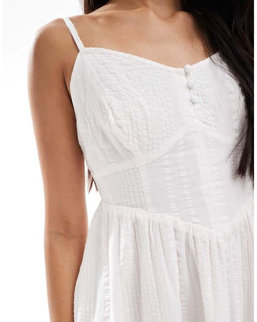 New Look Mini-Jurk Met Bandjes En Naden in het White