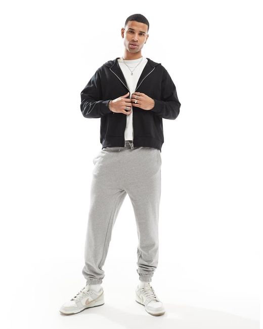 Jack & Jones Oversized Hoodie Met Rits Van 400Gsm Zware Stof in het Black voor heren