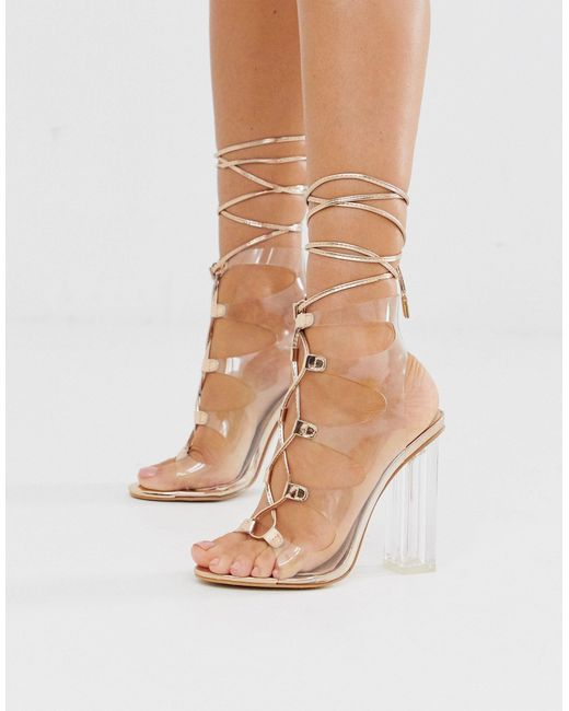 public desire lace up block heels