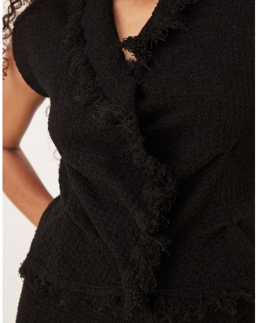 Mango Black Cotton Mix Boucle Sleeveless Top Co-ord