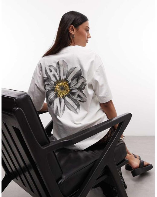 AllSaints Gray Petal Etta Short Sleeve Graphic Logo T-shirt With Back Print