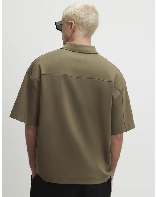 River Island Natural Boxy Fit Button Polo Shirt for men