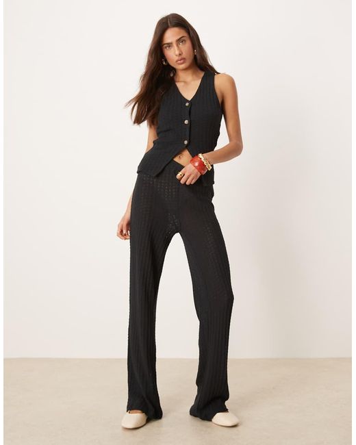 Pantalones Negros Semitransparentes De Pernera Ancha De Punto De (Parte De Un Conjunto) ASOS de color Natural