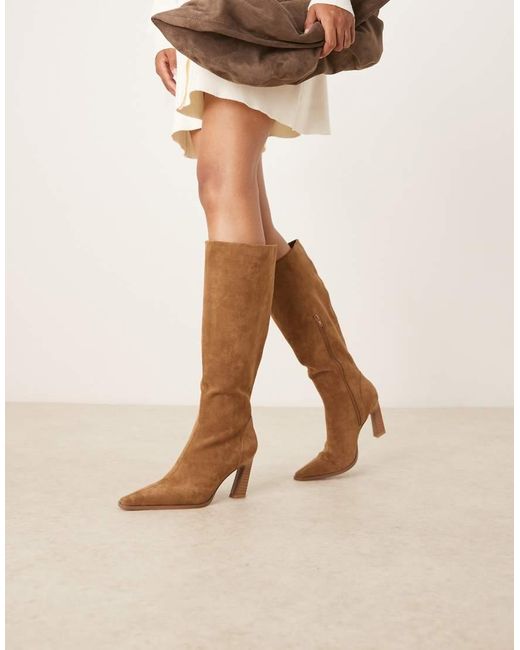 ASOS Natural Wide Fit Clara Chisel Toe Knee Boots