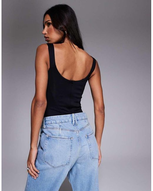 GOOD AMERICAN Black Sculpting Corset Bodysuit