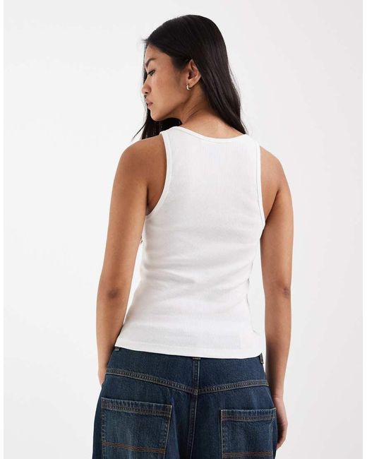 Collusion White Henley Rib Vest