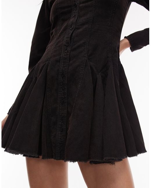 ASOS Black Cord Shirt Dress With Nipped