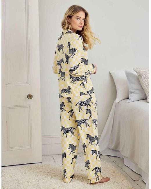 Chelsea Peers Metallic Zebra Checkerboard Print Long Pyjama Set