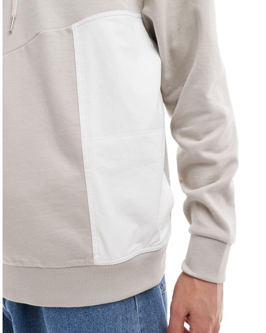 ASOS White Oversized Hoodie With Nylon Pocket for men