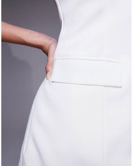 Kaiia Purple Exclusive Tailored V Neck Pocket Detail Cap Sleeve Mini Dress