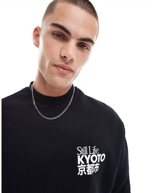 ASOS – oversize-sweatshirt mit print in Black für Herren