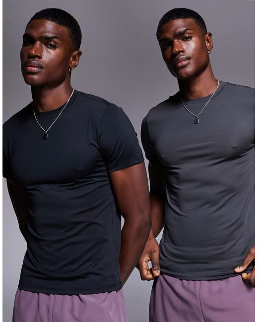 4505 – icon – 2er-pack schnelltrocknende baselayer-sport-t-shirts in Gray für Herren