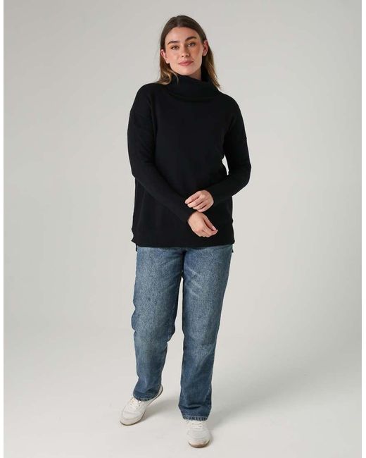 French Connection Blue Cosy Ribbed Roll Neck Long Sleeve Jumper