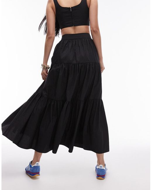 TOPSHOP White Co-Ord Taffeta Tiered Maxi Skirt