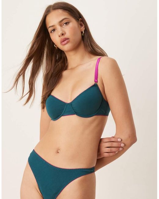 Dora Larsen Blue Freda Cotton Underwired Bra