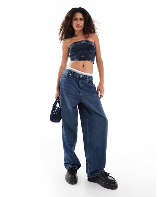 Calvin Klein Blue Denim Tube Top