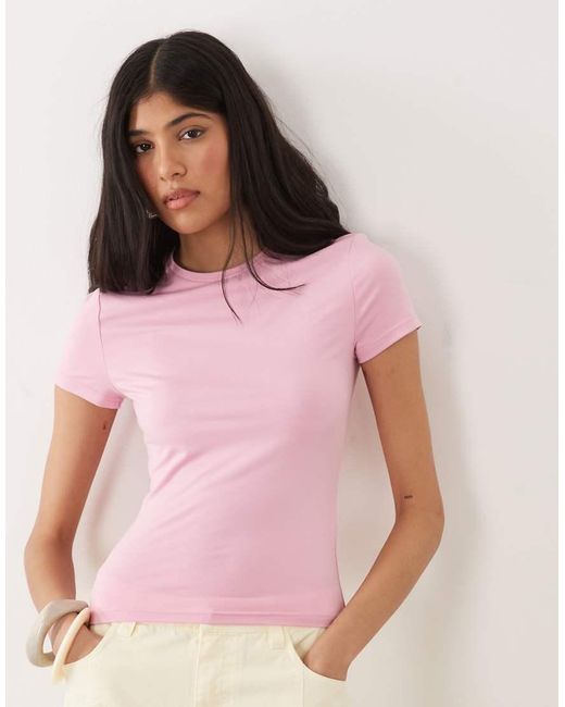 Miss Selfridge Pink Sculpted Short Sleeve Tee