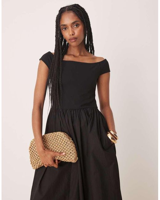 Nobody's Child Black Bardot Midi Dress