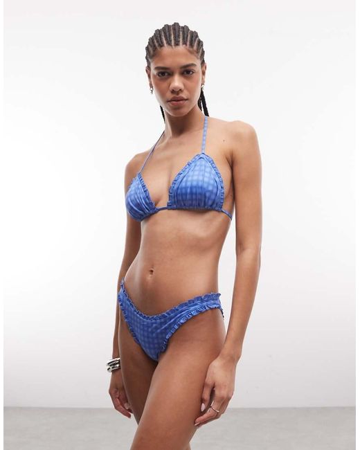Monki Blue Triangle Bikini Top Co-Ord
