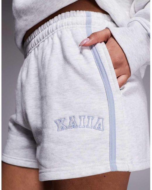 Kaiia White Cotton Rich Embroidered Logo Side Stripe Sweat Shorts