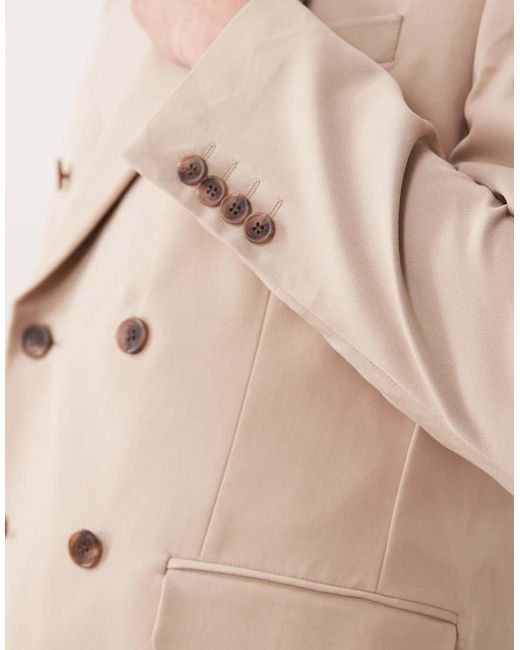 ASOS Natural Double Breasted Regular Suit Jacket for men