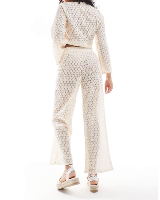 esmé studios White Esmee Exclusive Crochet Beach Trouser Co-Ord