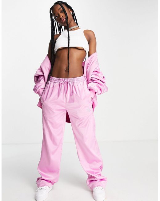 Adidas Originals Pink '2000s Luxe' Satin Wide Leg Trousers