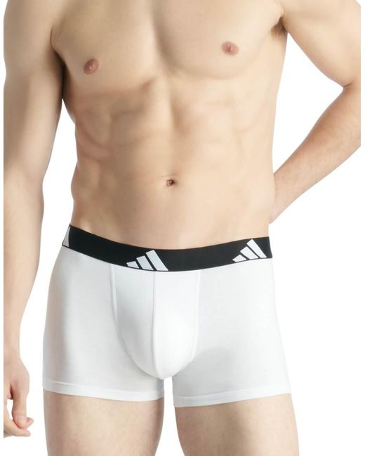 Adidas White 3 Pack Active Flex Cotton Trunks for men