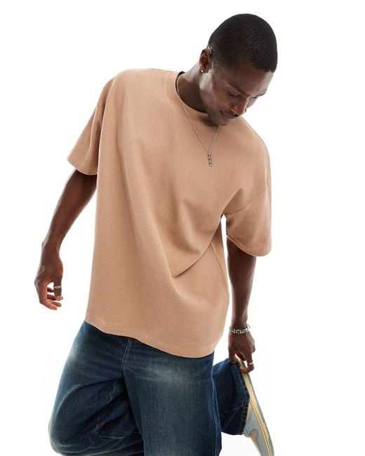 ASOS Blue Oversized Fit Textured T-shirt for men