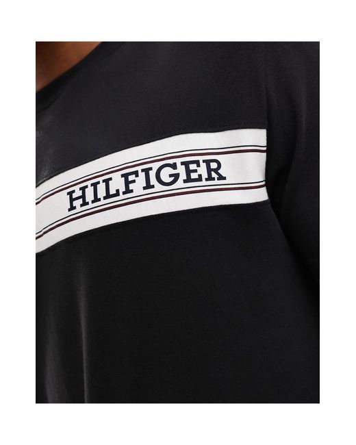 Tommy Hilfiger Black Monotype Stripe Lounge T Shirt for men