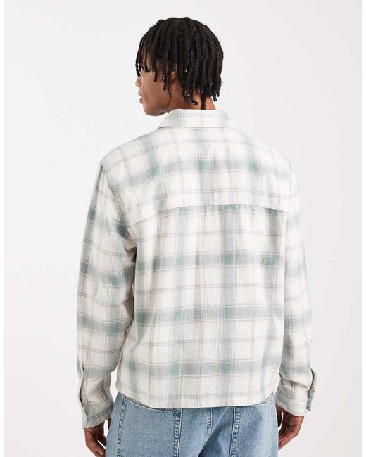 Hollister White Long Sleeve Flannel Shirt for men