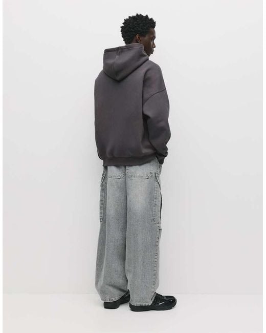 Felpa Con Cappuccio Basic Grigia di Pull&Bear in Gray da Uomo