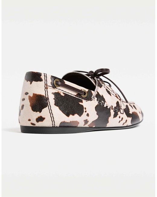 Stradivarius White – weiche loafer mit em animal-print