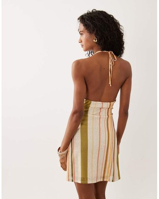 ASOS Natural Halter Neck A-line Mini Dress