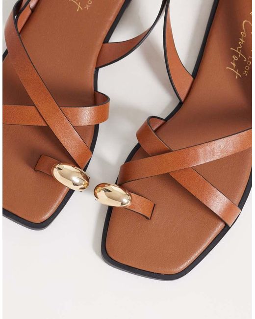 New Look Brown Multi Strap Detail Toe Loop Sandal