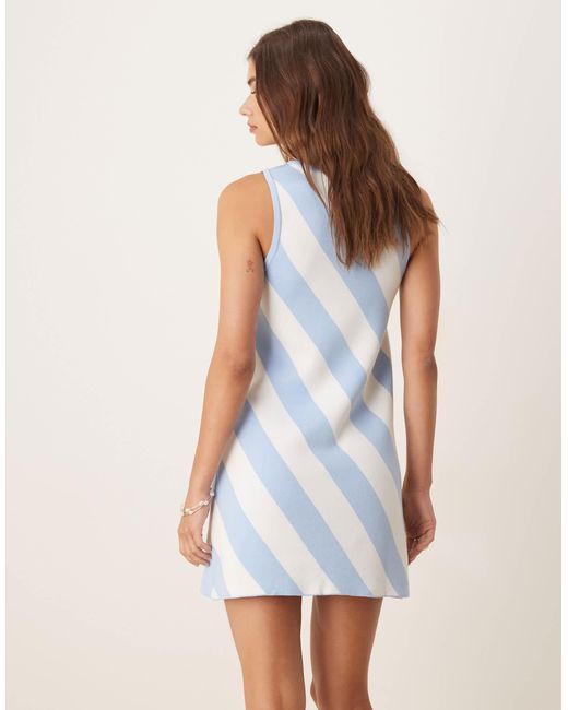 Mango Natural – gestreiftes minikleid aus kompaktem strick