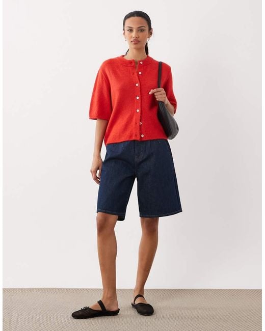 ASOS Red Lightweight Relaxed Short Sleeve Cardigan