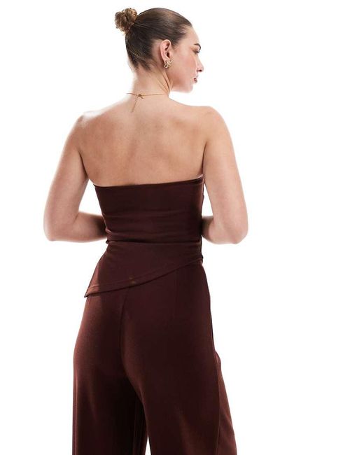 ASOS Red Co-ord Strapless Ruched Side Bandeau Top