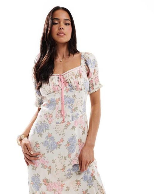 ASOS White Sweetheart Neckline Ribbon Midi Dress