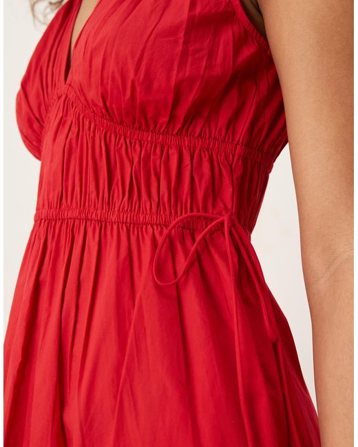 Nobody's Child Red Ianthe Tie Detail V-neck Midi Dress